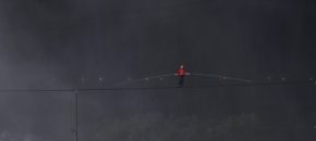 tightrope walking across the falls